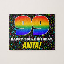 99º aniversário — Símbolos musicais divertidos e c