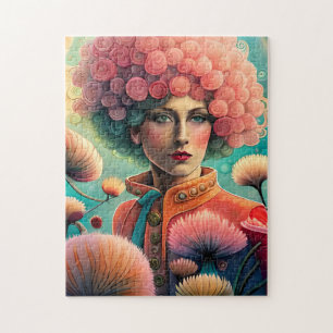 Quebra-cabeça A Arte do Surrealismo no Cabeçalho da Mulher Refin
