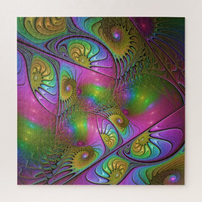 Quebra-cabeça A Arte Fractal Abstrata Moderna Luminosa Colorida (Vertical)