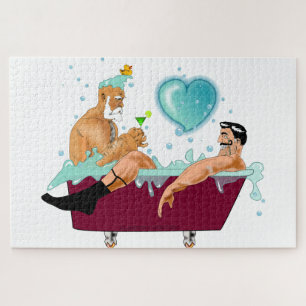 Quebra-cabeça A artística de SlipperyJoe dois gay homens banhei