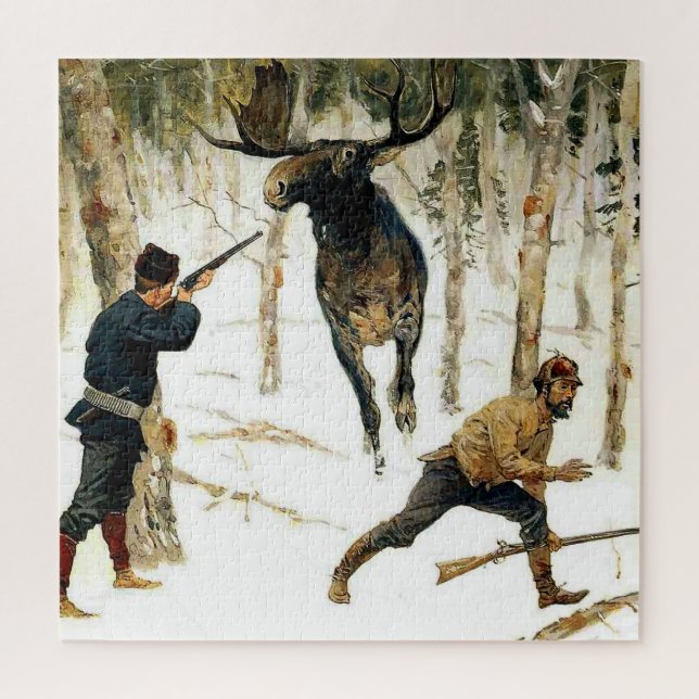Quebra-cabeça A Caça Moose de Frederic Remington (Vertical)