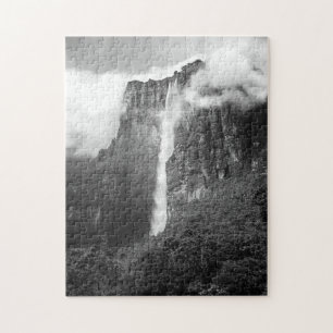 Quebra-cabeça A Cataratas do Anjo em preto & no branco