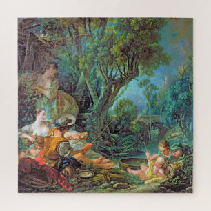 Quebra-cabeça A cena vibrante do Angler Boucher Francois rococo