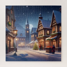 A charmosa noite de inverno na vila de Natal