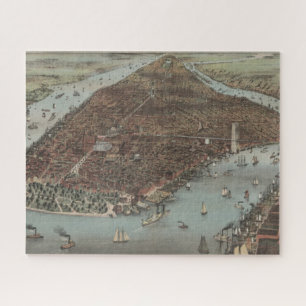 Quebra-cabeça A cidade de New York   1883 (litografia de cor)