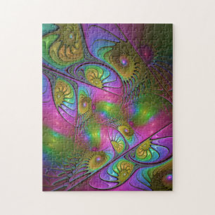 Quebra-cabeça A Colorida Arte Abstrata Fractal Trippy Luminosa