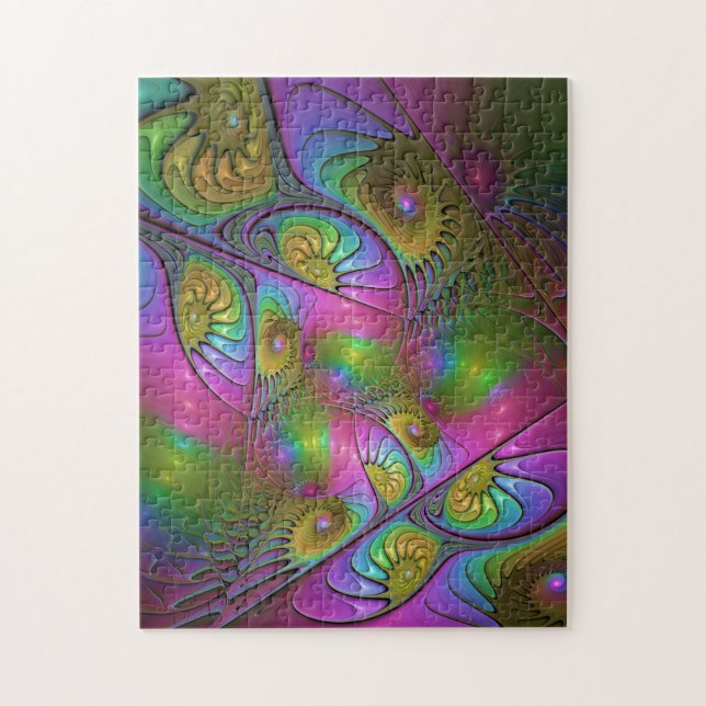 Quebra-cabeça A Colorida Arte Abstrata Fractal Trippy Luminosa (Vertical)