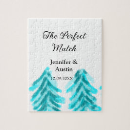 Quebra-cabeça A combinação perfeita do casamento do pinheiro azu