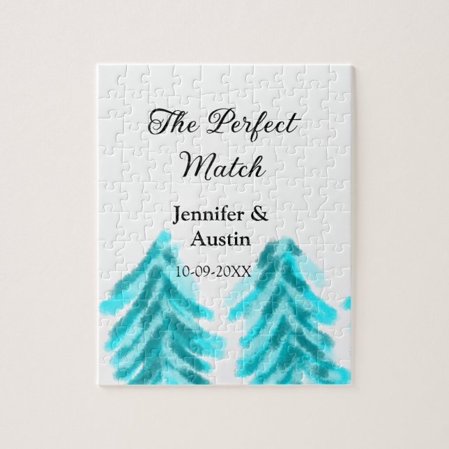 Quebra-cabeça A combinação perfeita do casamento do pinheiro azu (Vertical)