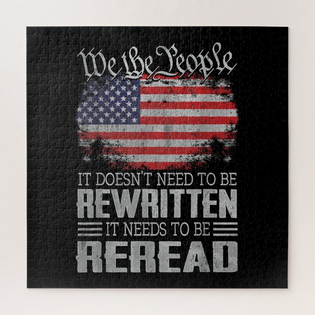 Quebra-cabeça A Constituição dos EUA sobre a bandeira dos EUA pr (Vertical)