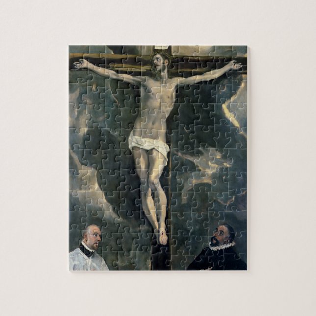 Quebra-cabeça A crucificação com dois doadores, c.1580 (óleo no (Vertical)