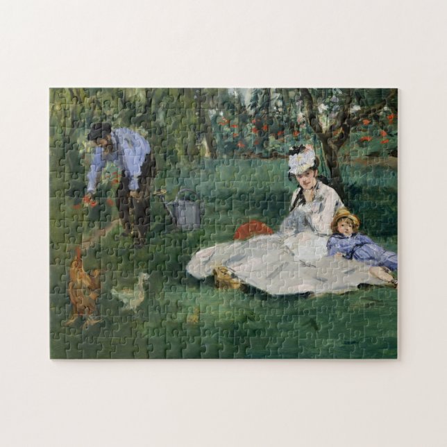 Quebra-cabeça A família Monet em seu jardim | Édouard Manet (Horizontal)