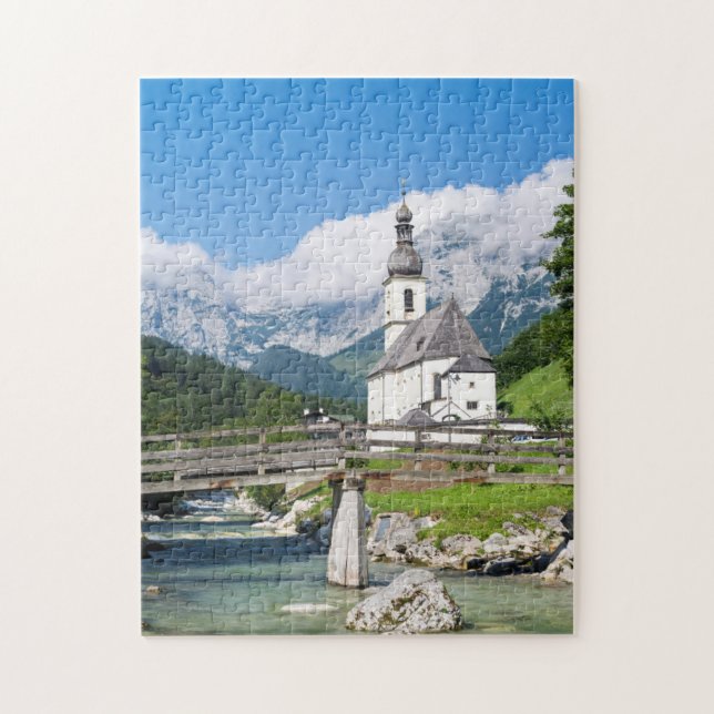 Quebra-cabeça A igreja paroquial de Ramsau na Baviera, Alemanha (Vertical)