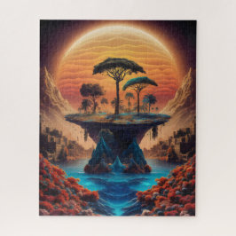 Quebra-cabeça A ilha no pôr do sol.