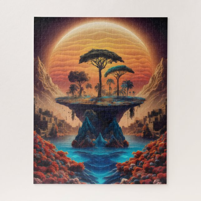 Quebra-cabeça A ilha no pôr do sol. (Vertical)