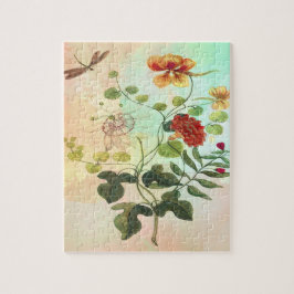 Quebra-cabeça A ilustração botânica floral do vintage floresce a