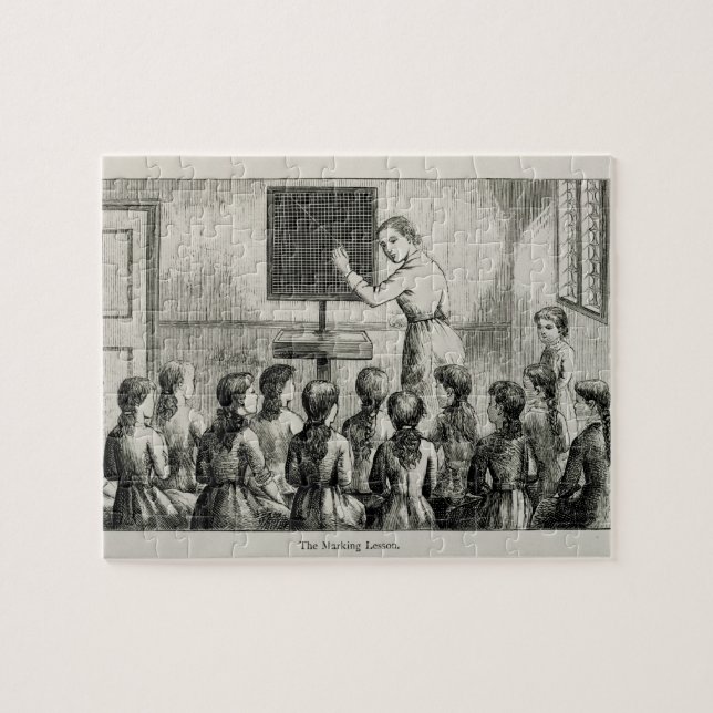 Quebra-cabeça "A lição da marcação", ilustração 'de um manual (Horizontal)