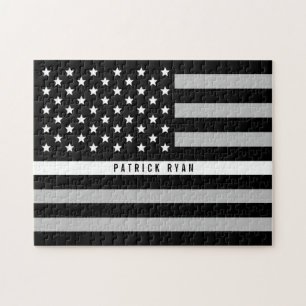 Quebra-cabeça A linha branca fina bandeira americana do EMS