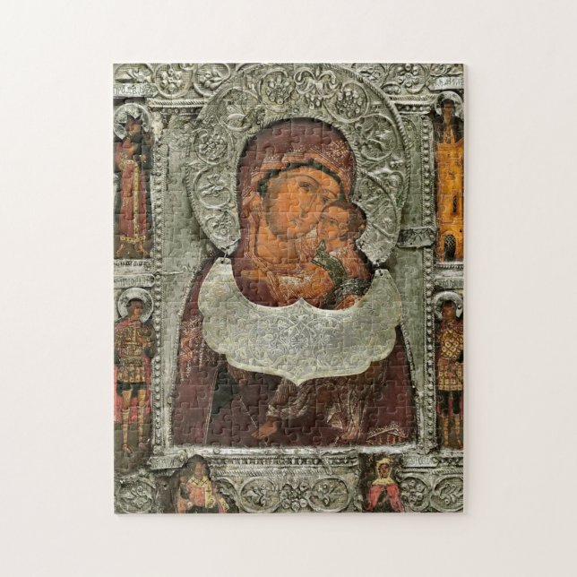 Quebra-cabeça A Mãe de Deus de Ternura com Ícone de Santos   (Vertical)