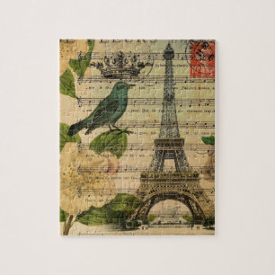 Quebra-cabeça a música nota a torre Eiffel de Paris do francês