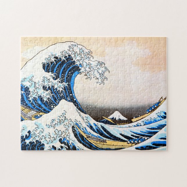 Quebra-cabeça A onda de Excelentes de Kanagawa, Hokusai (Horizontal)