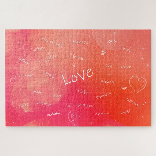 Quebra-cabeça A palavra AMOR em muitos idiomas diferentes (Horizontal)