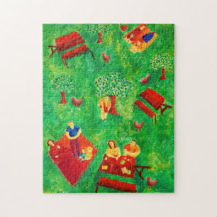 Quebra-cabeça A Pintura Contemporânea Acrílica O Piquenique