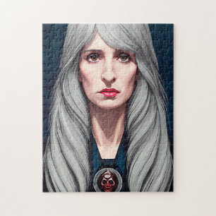 Quebra-cabeça A pintura da fantasia da bruxa-velha protetora