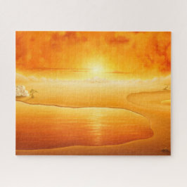 Quebra-cabeça A pintura do deserto do pôr do sol surrealista "Ch