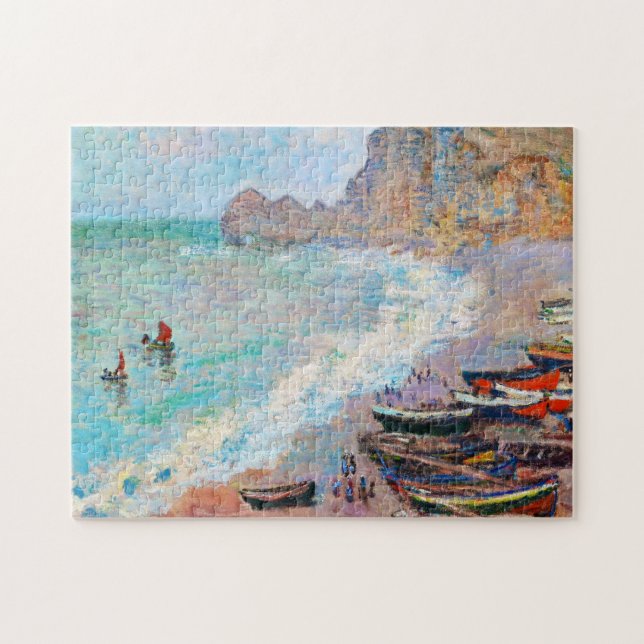 Quebra-cabeça A praia em Etretat Claude Monet (Horizontal)