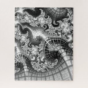 Quebra-cabeça A prata monocromática eleva-se arte abstracta do