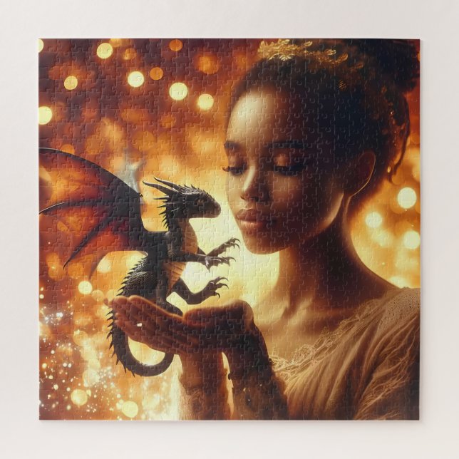 Quebra-cabeça  a princess and her baby dragon (Vertical)