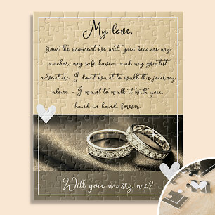 Quebra-cabeça A Proposta Do Casamento ouro Rings Você Me Casado