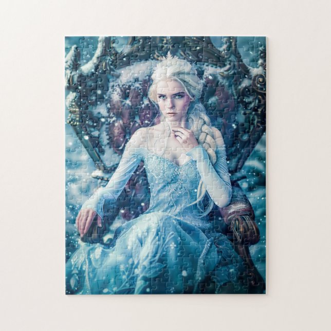 Quebra-cabeça A rainha da neve em seu trono (Vertical)