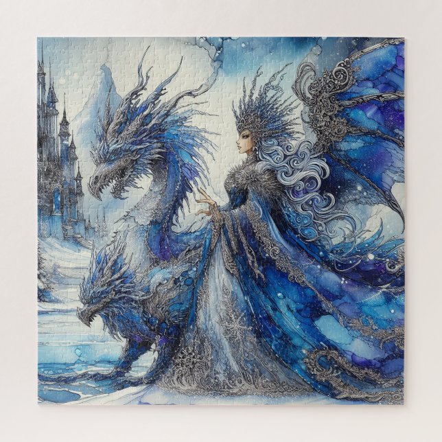 Quebra-cabeça A Rainha do Gelo com os Guardiões do Dragão (Vertical)