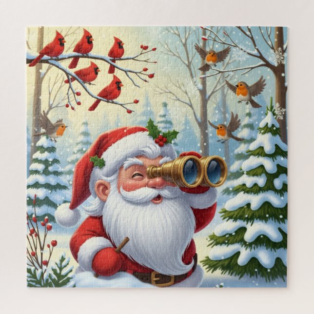 Quebra-cabeça A Santa's View: Christmas Bird Watching (Vertical)