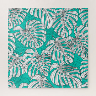 Quebra-cabeça A selva deixa a tropical floral sem costura