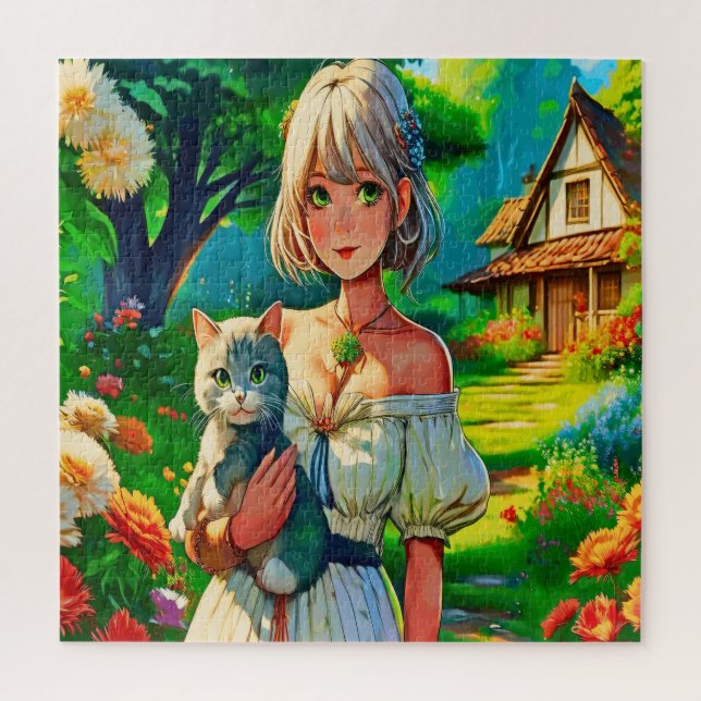 Quebra-cabeça A senhora e o gato (Vertical)