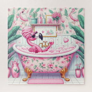 Quebra-cabeça A Senhora Flamingo tem um Banho de Espuma