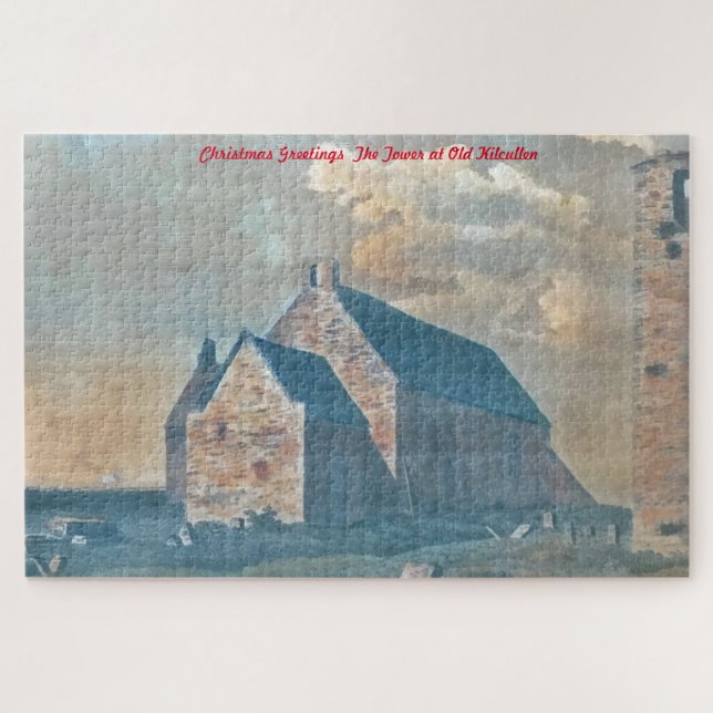 Quebra-cabeça A Torre em Old Kilcullen. Cartões de natal (Horizontal)