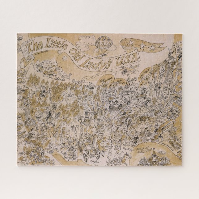 Quebra-cabeça A.U.A. de pequena senhora Mapa (Cartoon) (Horizontal)