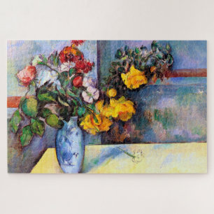 Quebra-cabeça A vida com flores em um vaso, Paul Cezanne