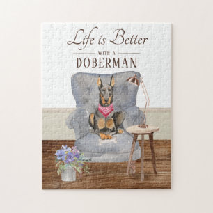 Quebra-cabeça A Vida É Com Um Doberman