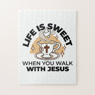 Quebra-cabeça A vida é doce com Jesus - Taça Cristã Faith Tea