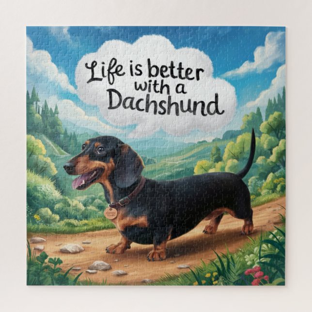 Quebra-cabeça A Vida É Melhor Com Um Dachshund (Vertical)