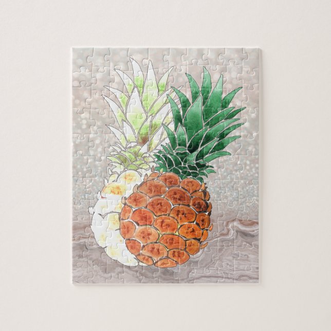 Quebra-cabeça Abacaxi, aquarela. (Vertical)