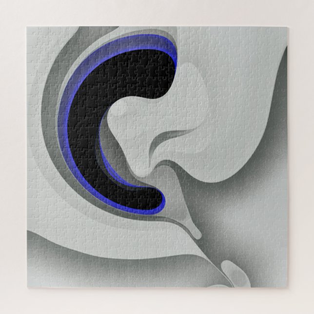 Quebra-cabeça Abaixo do Azul: Cinza Abstrato, Preto e Azul (Vertical)