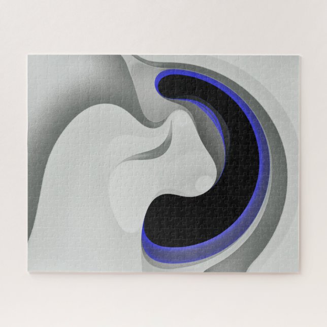 Quebra-cabeça Abaixo do Azul: Cinza Abstrato, Preto e Azul (Horizontal)