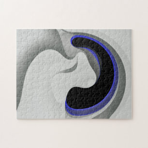 Quebra-cabeça Abaixo do Azul: Cinza Abstrato, Preto e Azul