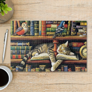 Quebra-cabeça Abatimento de Gato Bonito no Livro Animal